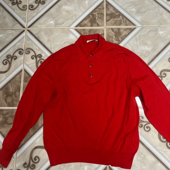 Auth.Saint-Phil Men’s Red Cashmere/silk Polo Sweater Sz.48 Mint